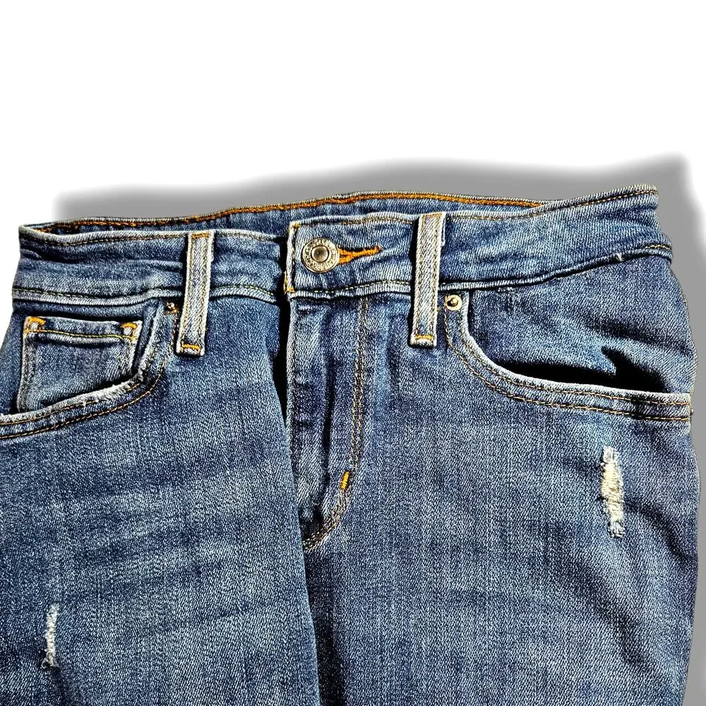 Levi's 721‎ Distressed Mid-Rise Skinny Jeans 25x23 Custom Make or Break Blue
